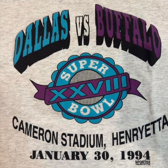 vintage 90s super bowl 28 dallas cowboys vs buffalo bills t shirt - Picture 4 of 5